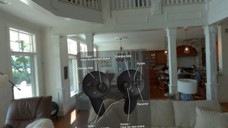 A gaussian splat of the inside of a house being displayed within the Arcturus Vision Guassian XR app.